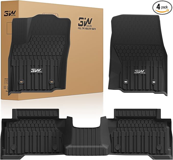 3W Floor Mats for Toyota Tacoma 2024 2025 2026 Double Cab Auto Tran(Not Fit Hybrid & XtraCab), TPE All Weather Custom Fit Floor Liner for Tacoma TRD/SR/SR5/limited Car Liners.