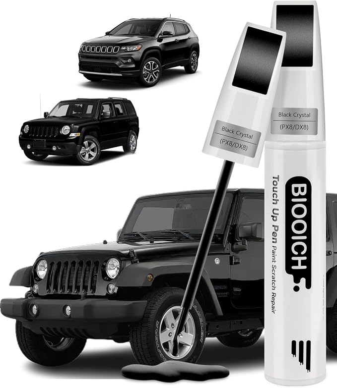 Touch Up Paint Pen Exact Color Match Car Chip and Scratch Repair (for Jeep, Black Crystal(PX8/DX8))