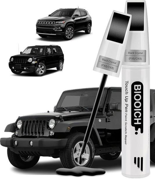 Touch Up Paint Pen Exact Color Match Car Chip and Scratch Repair (for Jeep, Black Crystal(PX8/DX8))