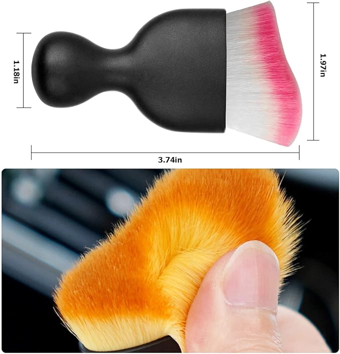 Blilo Car Interior Detailing Brush, Auto Soft Hair Cleaning Brushes, Curved Dirt Dust Collectors, Removal Tool for Dashboard Air Conditioner Vents Leather, Scratch Free (White/Red/1PCS)