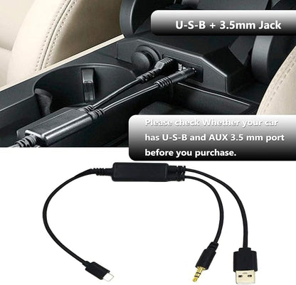 Auxillary Input Connector Car AUX Cable Stereo 3.5mm Interface Compatible with 1 3 5 Series X6 Z4 e39 e85 Y Cable for 14 Pro 13 12 11 Pro Max X X 8 7 7 Plus 6 6S Plus (A)