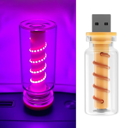 USB Light for Car, Touch Dimmable Retro Interior Lamp LED Ambient Lighting, Portable Mini Glass Bottle LED Bulb Night Light for Vehicle Bedroom Hallway Camping Holiday Decoration (Purple)