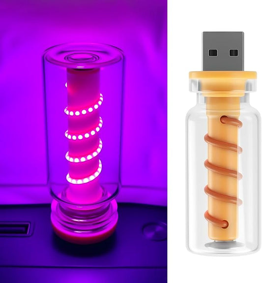 USB Light for Car, Touch Dimmable Retro Interior Lamp LED Ambient Lighting, Portable Mini Glass Bottle LED Bulb Night Light for Vehicle Bedroom Hallway Camping Holiday Decoration (Purple)