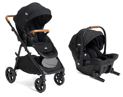 Joie Ginger and Mint Latch Travel System – 4-in-1 Travel System with Baseless Infant Car Seat & Stroller, One-Click Install, from Birth Stroller (Shale Dark)