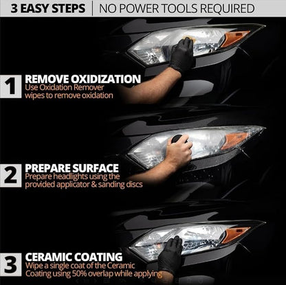 QIFOR Automotive Headlight Restoration Kit Oxidized and Yellowed Automotive Headlamps Blurring Enhanced Crystallization Coating Refurbisher,Maximum Gloss & Shine
