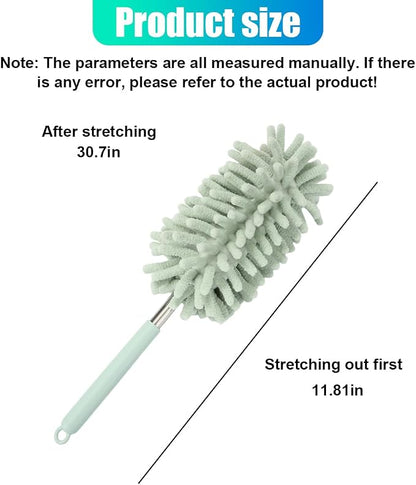 2PCS Car Interior Duster with Extension Pole – Washable Microfiber Dusters Detailing Brushes with Bendable Head, Long Handle Cleaning Duster Tool for Car Dash, Vents, Window, Furniture, Office (Green)