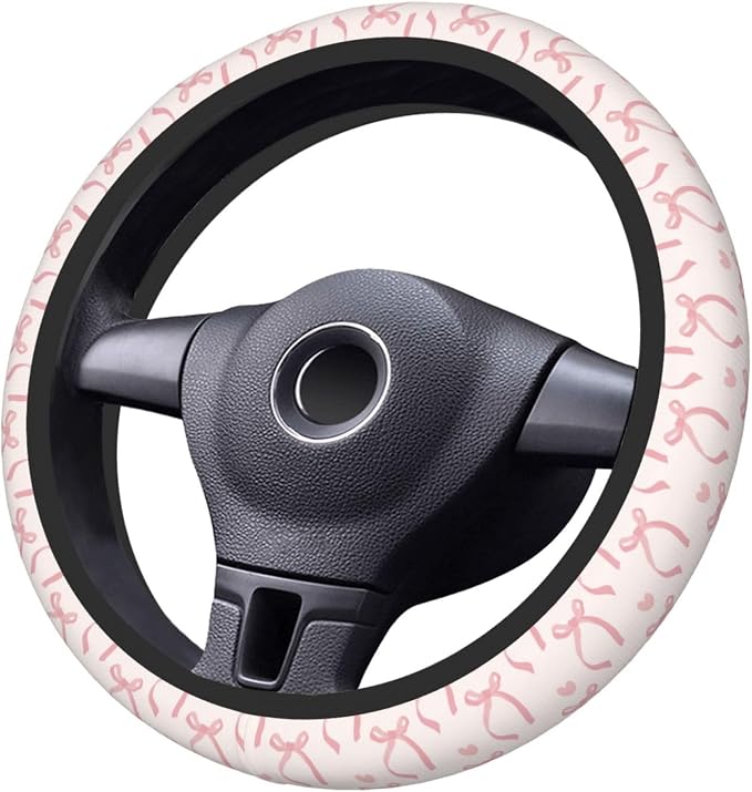 Pink Bow Steering Wheel Cover Cute Car Accessories