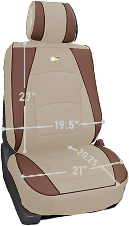 FH Group Ultra Comfort Highest Grade Faux Leather Full Set Cushion Pads Car Seat Covers for Front and Rear– Universal Fit for Cars Trucks & SUVs (Beige/Tan)