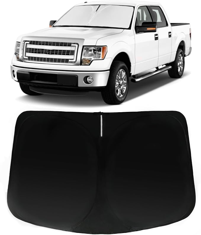 Windshield Sun Shade for Ford F-150 2015-2020, Car Front Window Sunshade with 240T Sun Visor Protector Blocks UV Rays Heat Sun Shield Accessories (Ford F150)