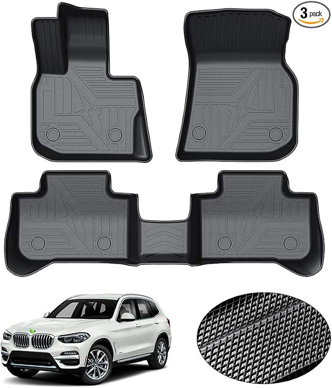 KUST Floor Mats for 2018-2024 BMW X3 G01 Accessories All Weather Floor Mat Custom Fit Floor Liners 2 Row Seat Liner Set 3PCS Black Non-Slip