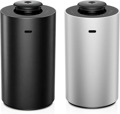 Waterless Essential Oil Diffuser for HomeAromatherapy Scent Diffusers with 3Countdown Timer Settings or Timer-Off, 3Mist Levels for Car Room Studio Office,Premium Metal Black and Silver 2 Pack