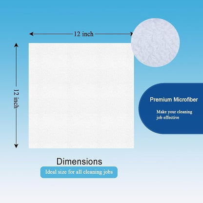 Microfiber Cleaning Highly Absorbent Free for Drying Dishes Wiping Down the Counters Cleaning Supplies for Kitchen Dust Rag Cloths (12"x12") Green/Blue/Orange/White -12 Pack