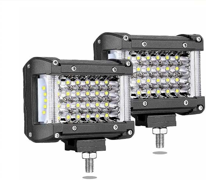 Side Shooter LED Pod Lights, Muto-Beam 2PCS 4 Inch Quad Row Light Pods LED Fog Lights Off Road Driving Lamps Waterproof Spot Flood Combo Lighting Work Light for Truck UTV ATV Pickup SUV Boat