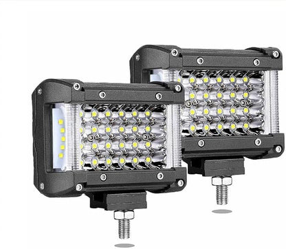 Side Shooter LED Pod Lights, Muto-Beam 2PCS 4 Inch Quad Row Light Pods LED Fog Lights Off Road Driving Lamps Waterproof Spot Flood Combo Lighting Work Light for Truck UTV ATV Pickup SUV Boat