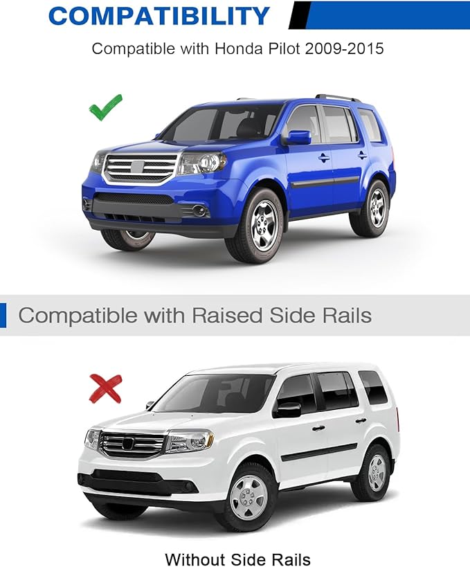 Wonderdriver Roof Rack Cross Bars Compatible with Honda Pilot 2009-2015 with Side Rails, Heavy Duty 200lb Aluminum Crossbars Rooftop Cargo Bag Kayak Luggage Carrier Canoe Kayak Cargo Accessories