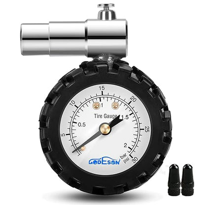 GODESON Presta Valve Gauge,Presta Valve Tire Pressure Gauge with Bicycle Air Pressure Relief Range to 0-30PSI /0-2BAR, Perfect for Mountain Bicycle Fat Tires