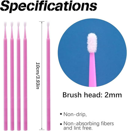 Saihisday Touch Up Paint Brushes for Automotive Paint Chip Repair Disposable Micro Applicators for Automotive Paint Detailing 2MM Pink 100PCS
