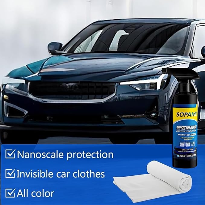 SOPAMI Car Coating Spray | Ceramic Paint Sealant, Extremely Hydrophobic Ceramic Spray, Clean, Shine, Protect Paint, Without Pre-Washing, 500ml (2 pcs)
