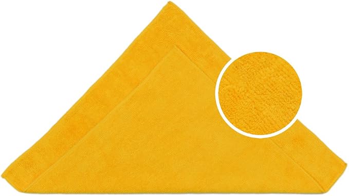 CARCAREZ Premium Microfiber Detailing Towels, 340 GSM Lint Free Car Buffing Waxing Polishing Drying Towels (6, Yellow, 16x16 Inch)