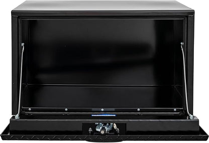 Buyers Products 1702500 Black Steel Underbody Truck Box - Weatherproof Storage Container with Aluminum Diamond Tread Door & Compression Latch, 18 x 18 x 24 Toolbox for Trucks and Trailers, Made in USA