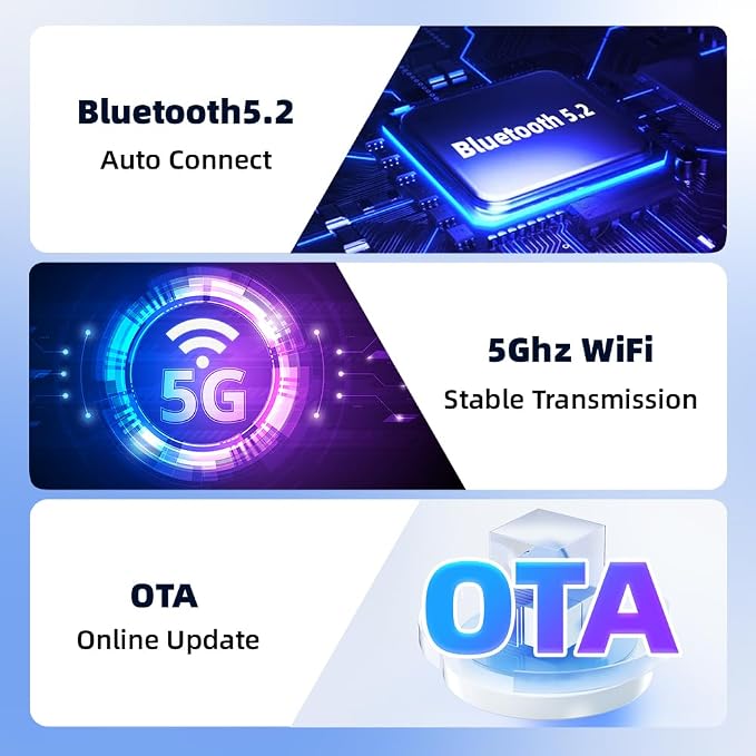 2025 Wireless CarPlay and Android Auto Adapter Converts Wired to Wireless Fast BT5.2 Chipset Compact Dongle for Cars with Factory Wired CarPlay Compatible with Ford Chevy Jeep Toyota Honda