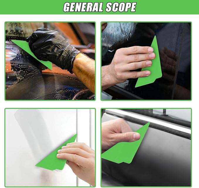 2PCS Triangle Contour Squeegee Car Window Tint Tools- Flexible Multi-Edge Corner Squeegee Vinyl Wrap Tool- Card Scraper Window Tint Squeegees for Car Wrap Film Installation Application (Green)