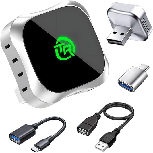 Wireless CarPlay Adapter for iPhone, Convert Wired to Wireless Apple CarPlay Adapter, Plug & Play, No Delay & Stable Control, Mini Size, USB & USB-C/Type-C for Cars 2016+ iOS10+, CarPlay Dongle Black