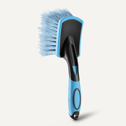 Amazon Basics Wheel Brush for Car Detailing, Scratch-Free Wheel Brush with Ergonomic Non-Slip Handle, Blue