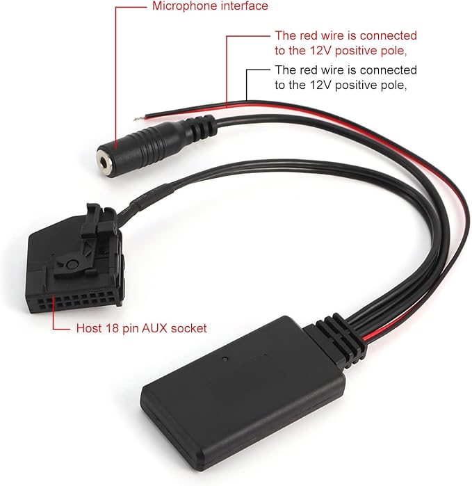 Yctze 18Pin Bluetooth AUX Cable Adapter Car Microphone Fit for Comand 2.0 W211 W208 W168 W203 Bluetooth AUX Cable Adapter