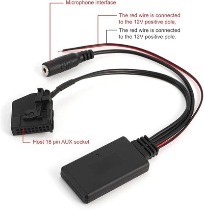 Yctze 18Pin Bluetooth AUX Cable Adapter Car Microphone Fit for Comand 2.0 W211 W208 W168 W203 Bluetooth AUX Cable Adapter