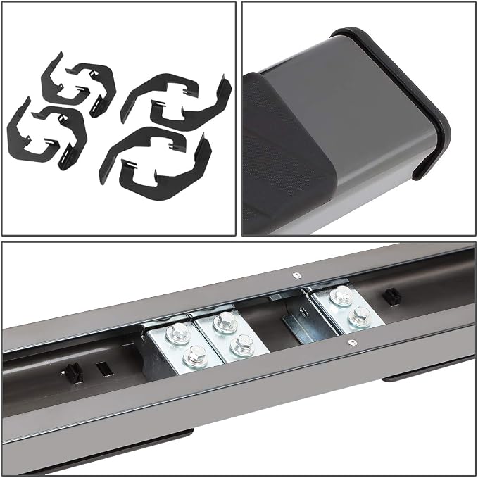 Auto Dynasty Running Boards Compatible with 2007-2019 Silverado Sierra 1500 2500HD 3500HD Crew Cab, Stainless Steel Side Step Rail Nerf Bars, 5" Step Bars, Black Powdercoated