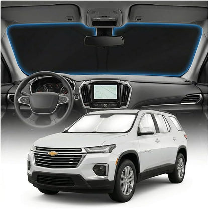 for Chevy Traverse 2018-2025 Sun Shade Windshield Cover - Custom Fit Traverse Accessories 2018-2024 2025 Sunshade Foldable UV Protection & Heat Shield Sun Visor Accessories