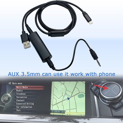 in-Car USB 3.5mm Audio Male Jack for Galaxy & Tabs Android Phones, Aux Music Charging Interface Adapter Compatible with BMW Mini Cooper IDRIVE