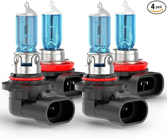 Upgraded Halogen Headlight Bulbs Compatible for Chevy Silverado 1500 (2007-2015)/ 2500 3500 (2007-2020), 9005 H11 High and Low Beam Halogen Headlamp White Lights, 300% Brightness, Plug n Play, 4-Pack