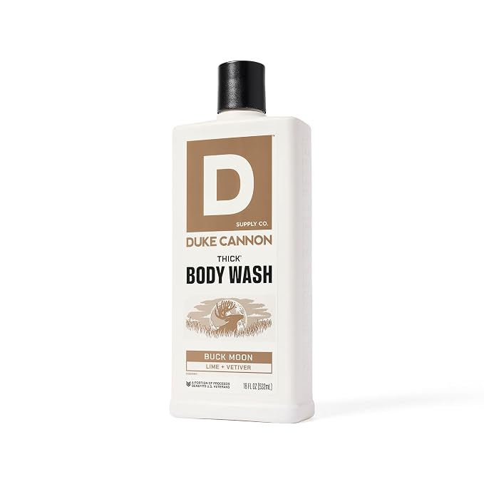 Duke Cannon Supply Co. Thick High Viscosity Body Wash – 3X Thicker, Cleansing Shower and Bath Gel, Mineral-Enriched for Men – Shower Gel – Men’s Body Scrub – Buck Moon (18 oz)