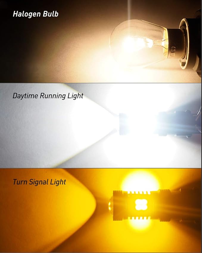 AUXITO 3157 Switchback LED Turn Signal Bulbs, 3157 LED Bulb White and Amber Dual Color 3057 3457 4157 LED Bulbs with 3030 Chipsets for Turn Signal Lights Parking Lights Tail Lights, (Pack of 2)
