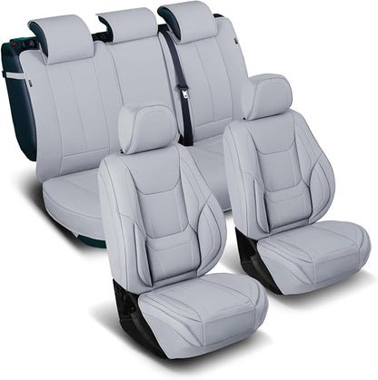 Coverland Custom Fit Car Seat Covers for SUV Compatible with [RAV4, CR‑V, Equinox, Tucson, Rogue, Crosstrek] Premium Waterproof Non-Slip Interior Seat Protector [Full Set Gray - Size Chart X55]