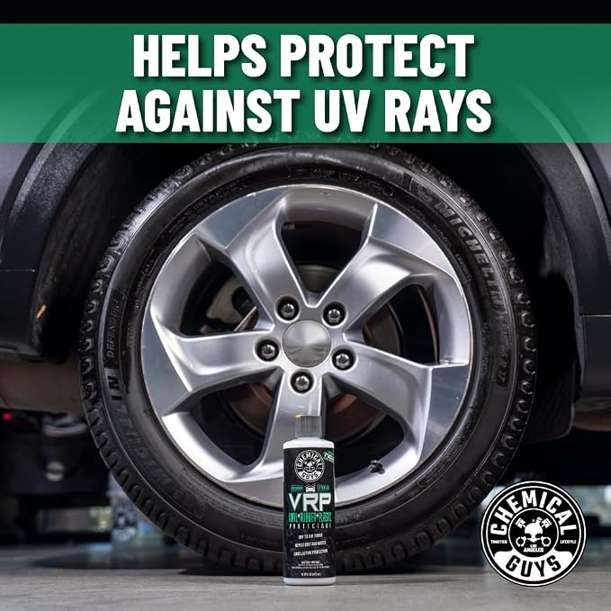 Chemical Guys VRP Vinyl, Rubber and Plastic Protectant, Super Shine Dressing for Tires, Trim and More, Safe for Cars, Trucks, SUVs, & More (16 Fl oz) - New Car Scent