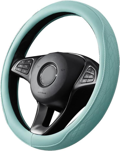 Zpana Car Steering Wheel Cover, 14.5-15" Breathable Soft Leather Vehicle Steering Wheel Protector with Anti-Slip Lining, Comfortable Auto Interior Decoration Accessories, Universal Fit (Tiffany Lane)