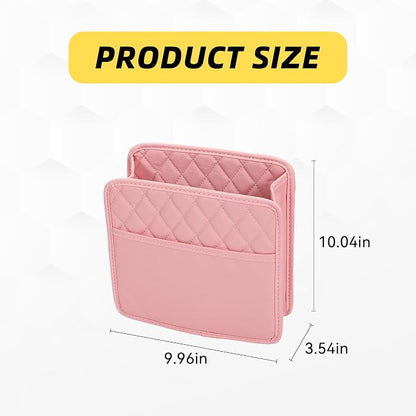 Car Seat Back Organizer, PU Leather Vehicle Backseat Hanging Storage Pocket, Multipurpose Auto Travel Essentials Accessories for Kids & Adults, Universal for Most Cars (Pink)