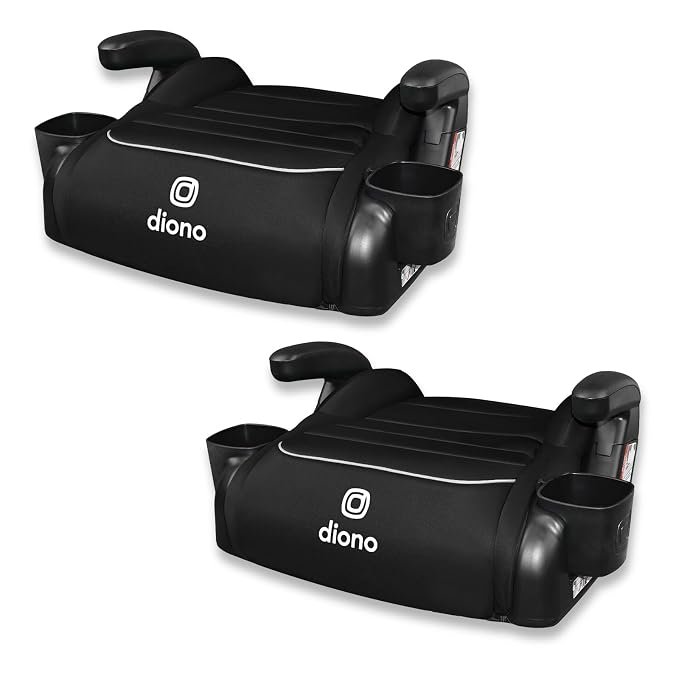 Diono Connect3 R Backless Booster Pack of 2, Slim Fit 3-Across in Many Mid-Sized Sedans and SUVs, for Children from 40-120 lbs., Lightweight with Cupholder, Black Storm