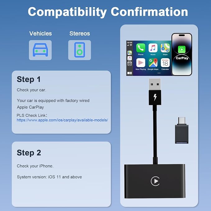 CarPlay Wireless Adapter, Converts Factory Wired CarPlay to Wireless, 2026 Upgrade Wireless Carplay Adapter for Cars from 2015 & iPhone iOS 10+