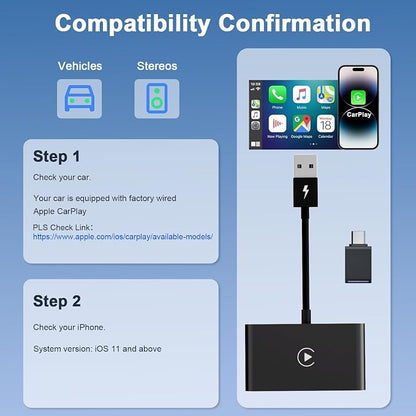 CarPlay Wireless Adapter, Converts Factory Wired CarPlay to Wireless, 2026 Upgrade Wireless Carplay Adapter for Cars from 2015 & iPhone iOS 10+