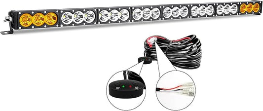 AUXTINGS 44 inch Single Row Dual Color LED Light Bar 240W Off Road Light Bar White Amber Combo LED Work Light Truck UTV 4x4 Cars SUVs ATVs Boats Fog Driving Light with Wiring Harness kit