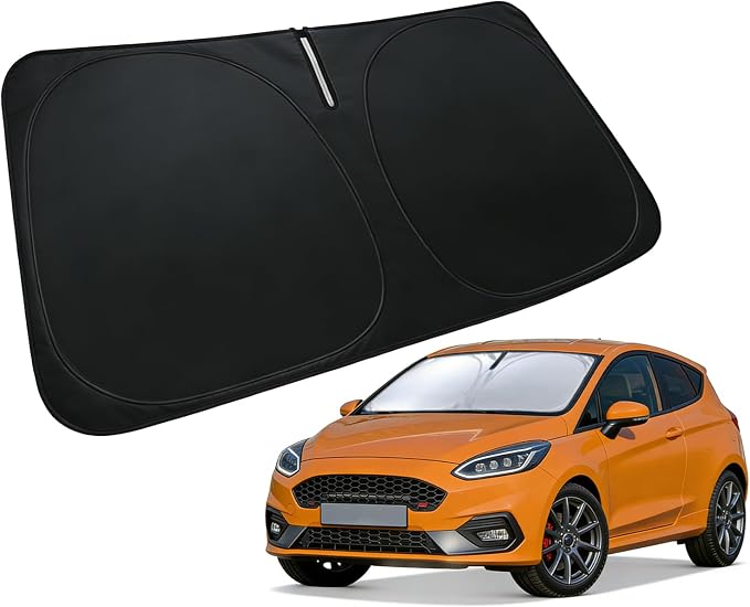 Windshield Sun Shade for 2017-2023 Ford Fiesta, Car Front Window Shade & Heat Shield Accessories | 240T Sunshade Sun Visor Protector Blocks UV Rays & Keeps Car Cooler