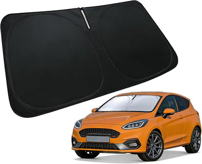 Windshield Sun Shade for 2017-2023 Ford Fiesta, Car Front Window Shade & Heat Shield Accessories | 240T Sunshade Sun Visor Protector Blocks UV Rays & Keeps Car Cooler