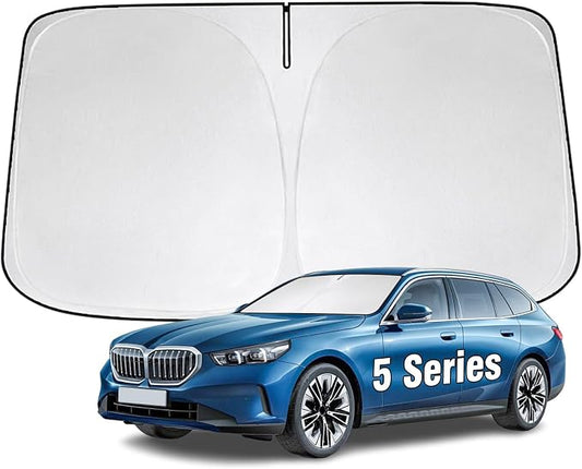 Windshield Sun Shade for BMW 5 Series 2024-2026 Sunshade 300T Windshield Cover Shield Protector Blocks UV Rays Custom Fit 5 Series Front Window Shade Windshield Accessories Keep Cool Foldable