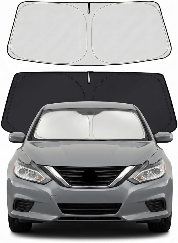 Custom Fit Windshield Sun Shade for Nissan Altima 2013-2018 | Custom Fit Windshield Cover, Blocks UV Rays, Double-Layer Heat Shield, Durable Frame, Easy Fold & Storage