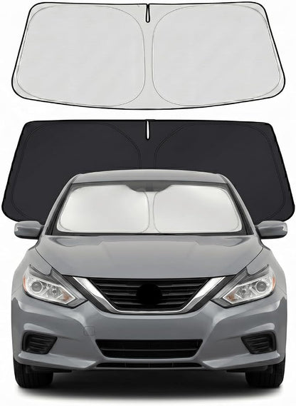 Custom Fit Windshield Sun Shade for Nissan Altima 2013-2018 | Custom Fit Windshield Cover, Blocks UV Rays, Double-Layer Heat Shield, Durable Frame, Easy Fold & Storage