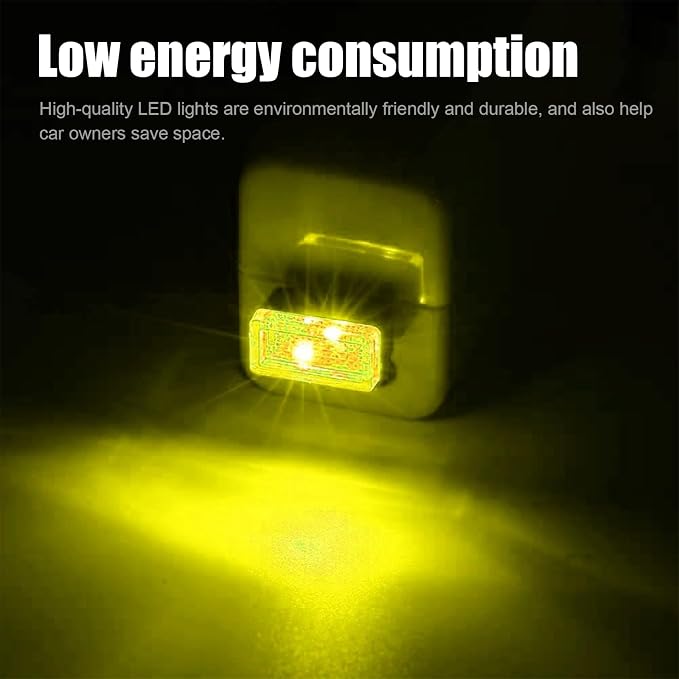 Ziciner 4 PCS USB LED Car Interior Atmosphere Lamp, Portable Mini LED Night Light, Plug-in USB Interface Trunk Ambient Lighting Kit, Universal Car Interior Accessories (Yellow)